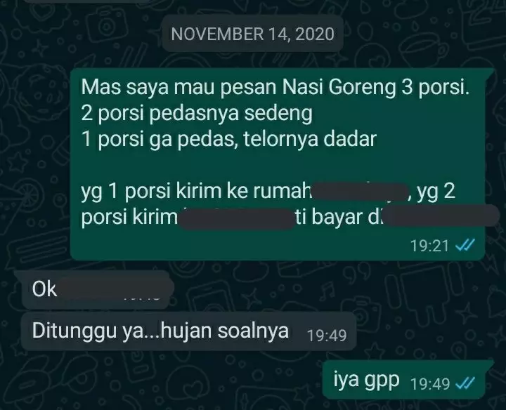 Chat pesan makanan © berbagai sumber Chat pesan makanan © berbagai sumber