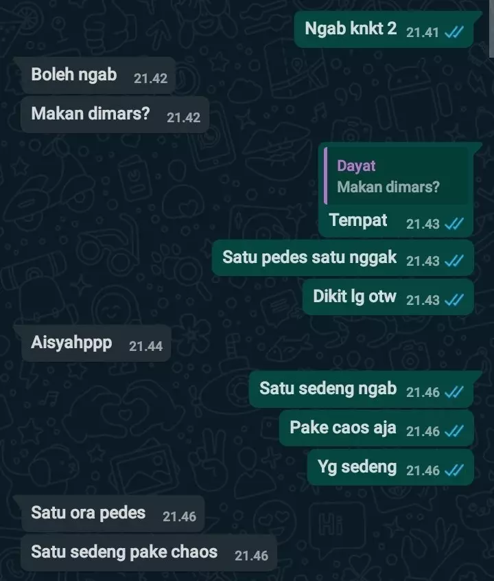 Chat pesan makanan © berbagai sumber Chat pesan makanan © berbagai sumber