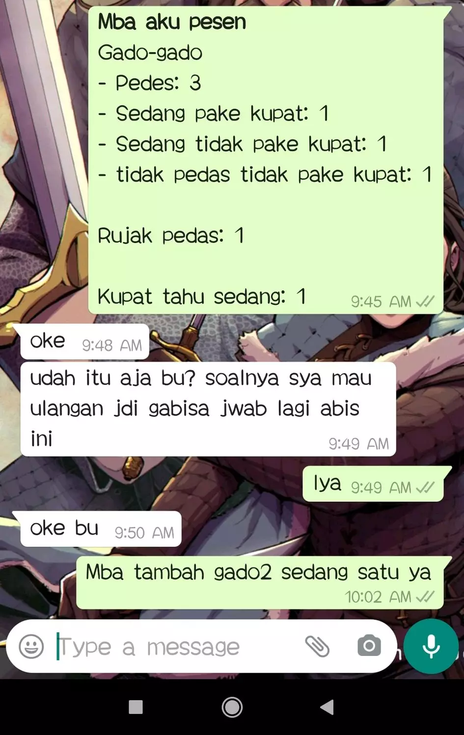 Chat pesan makanan © berbagai sumber Chat pesan makanan © berbagai sumber