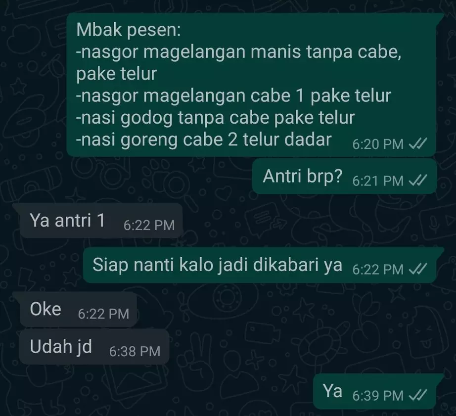 Chat pesan makanan © berbagai sumber Chat pesan makanan © berbagai sumber