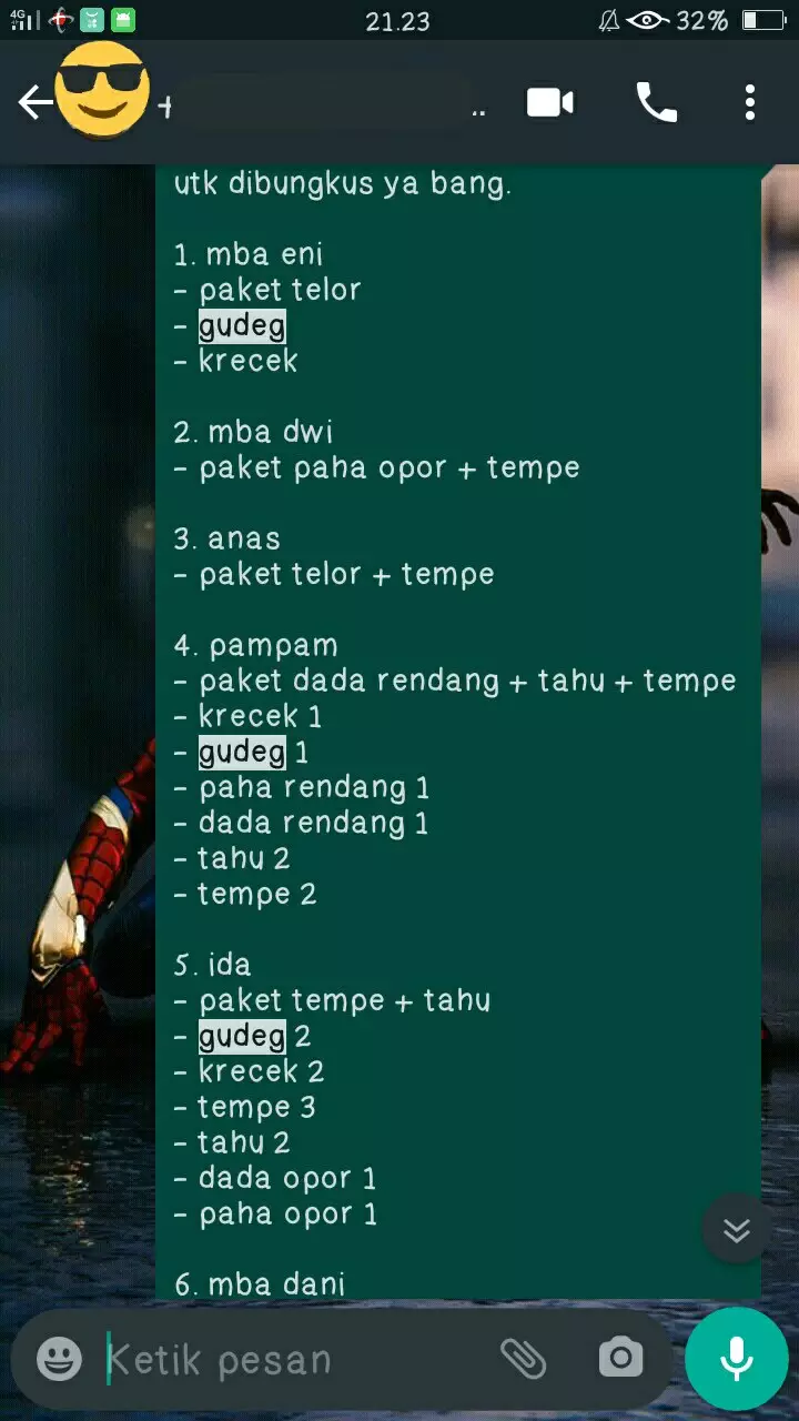 Chat pesan makanan © berbagai sumber Chat pesan makanan © berbagai sumber