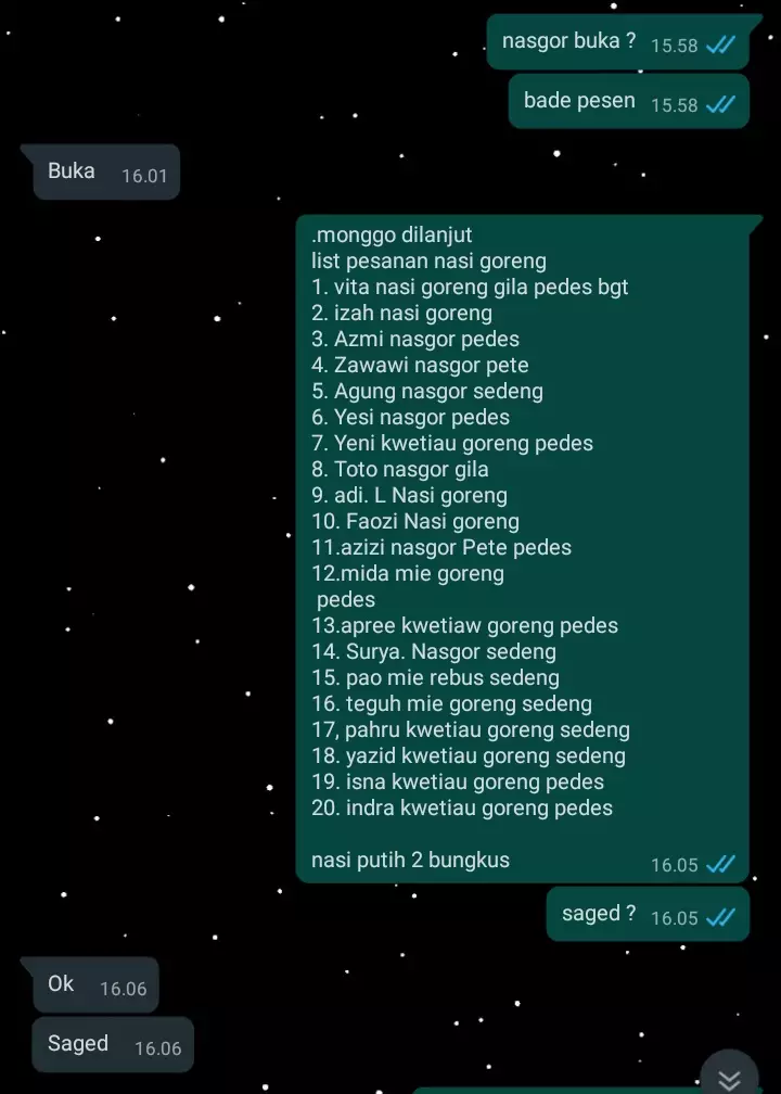 Chat pesan makanan © berbagai sumber Chat pesan makanan © berbagai sumber