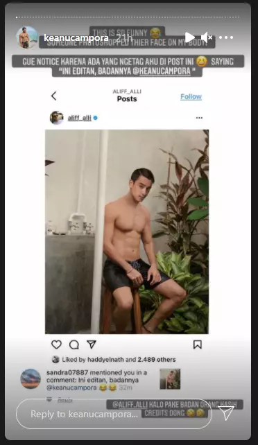 Keanu Campora tegur Aliff Alli  Instagram