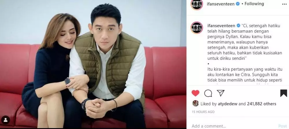 Ifan SVT tulis caption menyentuh © Instagram