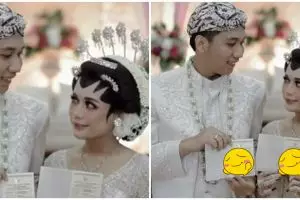 Pamer buku nikah, foto pasangan pengantin ini endingnya bikin ngakak