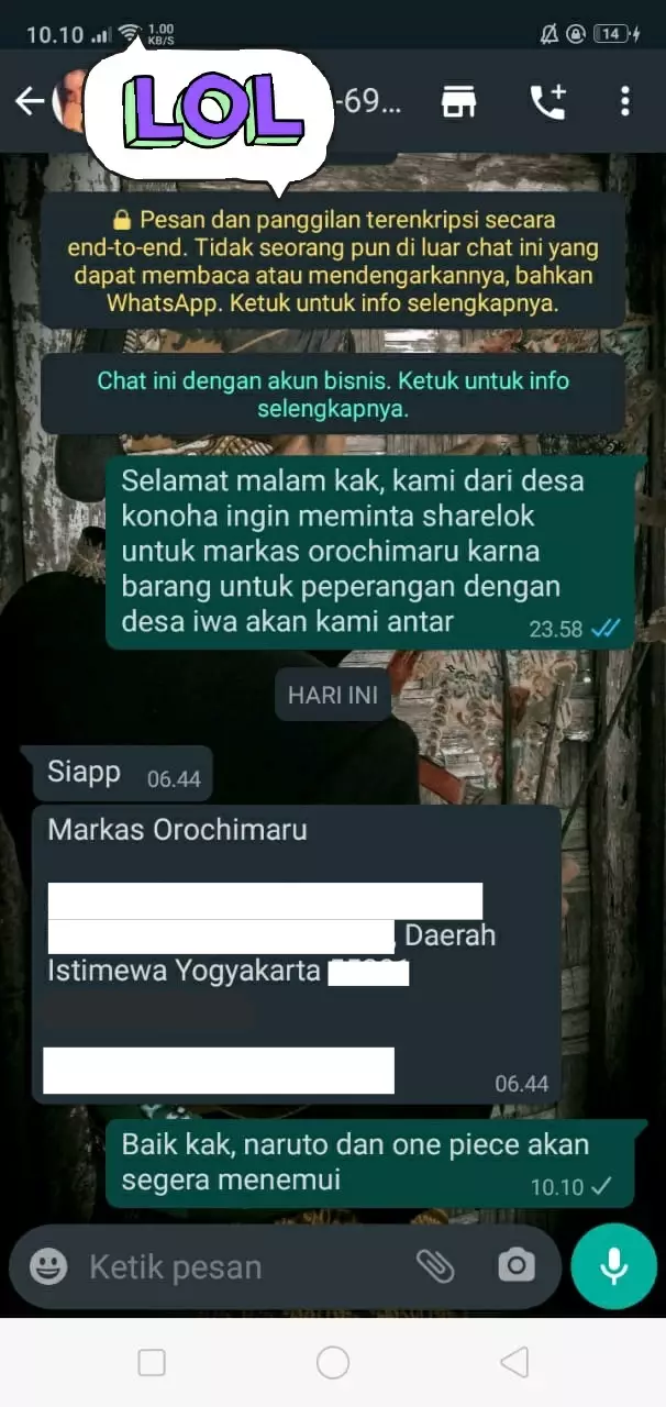 Chat kocak dari kurir © Twitter Chat kocak dari kurir © Twitter