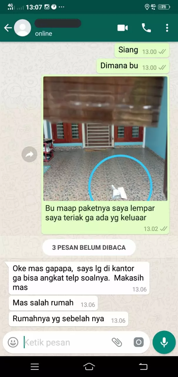 Chat kocak dari kurir © Twitter Chat kocak dari kurir © Twitter