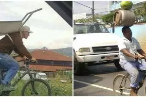 10 Tingkah kocak bawa barang pakai sepeda bikin geleng kepala