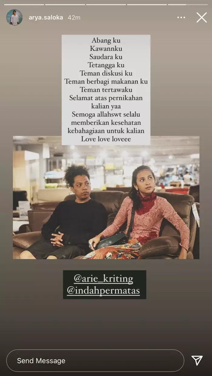 Ucapan Arya Saloka  Instagram Ucapan Arya Saloka  Instagram