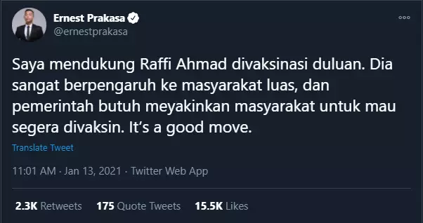 Chef Arnold komentari undangan vaksin Raffi Ahmad Instagram Chef Arnold komentari undangan vaksin Raffi Ahmad Instagram