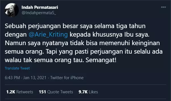 Indah Permatasari buka suara soal pernikahannya Instagram Indah Permatasari buka suara soal pernikahannya Instagram