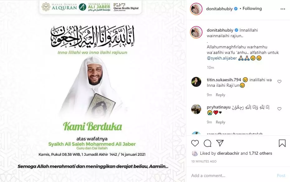 Ungkapan duka seleb untuk Syekh Ali Jabar © 2021 brilio.net Ungkapan duka seleb untuk Syekh Ali Jabar © 2021 brilio.net