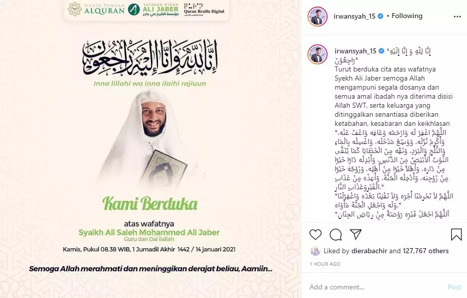 Ungkapan duka seleb untuk Syekh Ali Jabar © 2021 brilio.net Ungkapan duka seleb untuk Syekh Ali Jabar © 2021 brilio.net