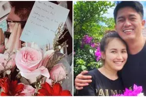 8 Potret Ayu Ting Ting dapat bunga dan surat cinta dari Adit, romantis
