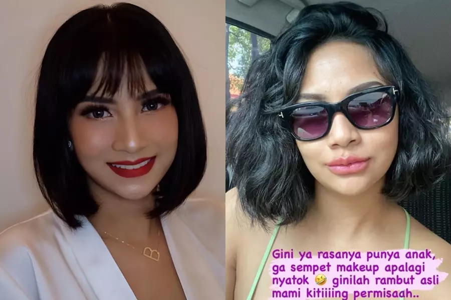 Seleb saat rambut lurus dan keriting © Instagram