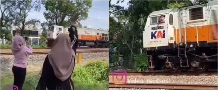 Viral kereta api berhenti karena lambaian tangan endingnya tak terduga