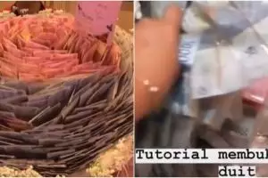 Viral wanita dapat buket uang dari pasangan, jumlahnya bikin melongo