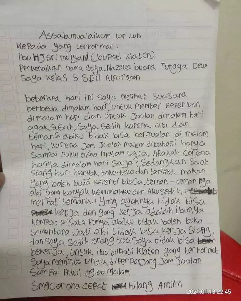 surat bocah sd untuk bupati © Instagram surat bocah sd untuk bupati © Instagram