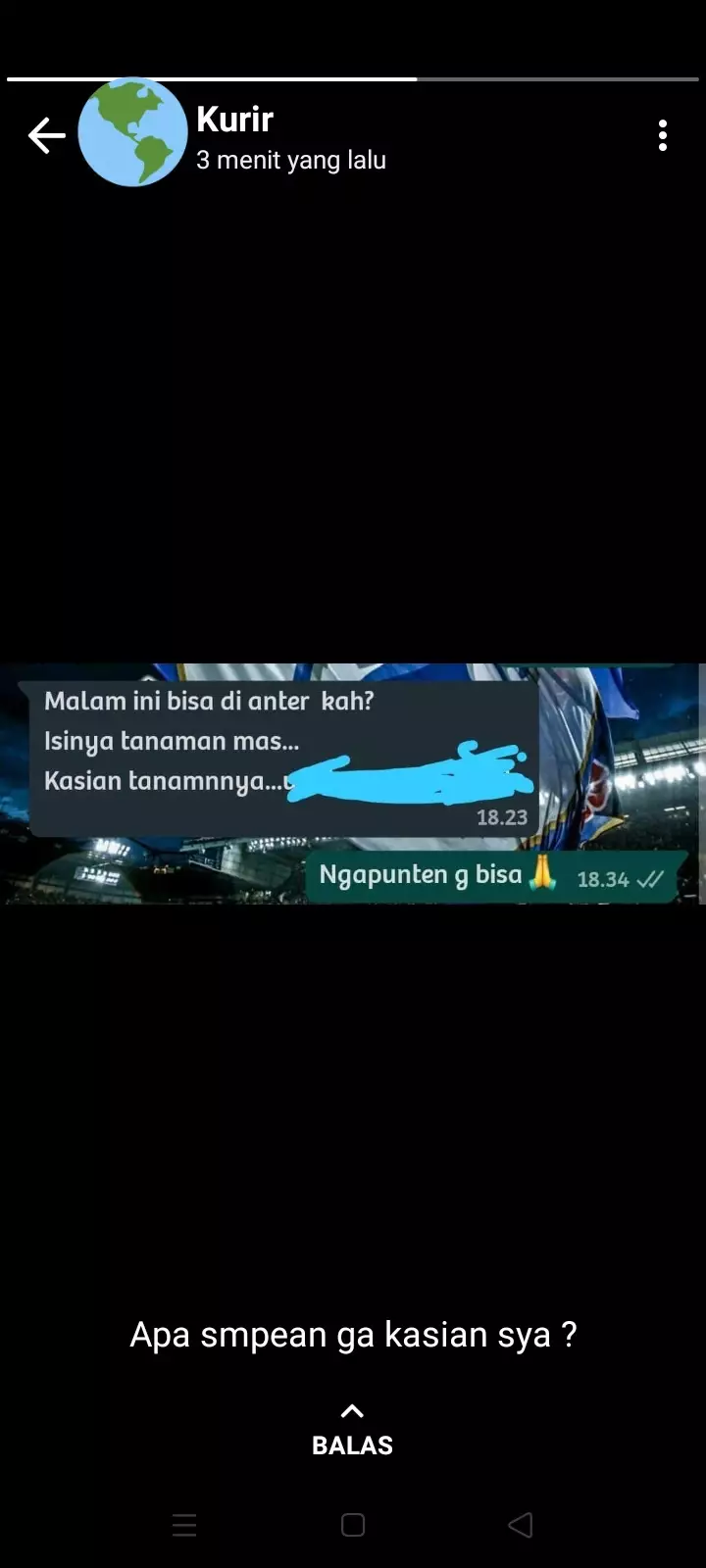 Curhatan kurir di status WA © Twitter Curhatan kurir di status WA © Twitter