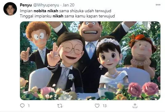 cuitan lucu warganet nobita nikah © Twitter cuitan lucu warganet nobita nikah © Twitter