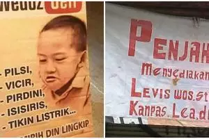 Huruf vokalnya diganti I, 10 spanduk jualan ini bikin tepuk jidat