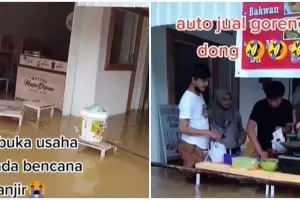 Aksi nekat warung tetap buka meski sedang banjir, ramai pengunjung