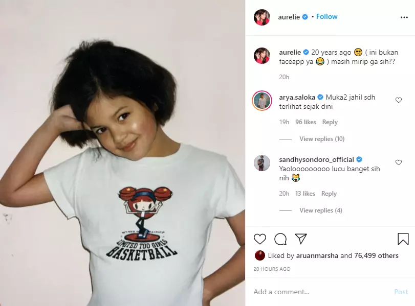 Aurelie Moeremans unggah foto masa kecil Instagram