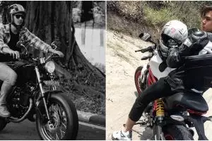 Gaya 10 pesinetron tampan saat naik motor gede, Arya Saloka macho abis
