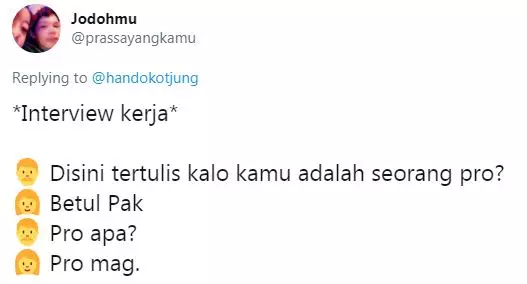 Obrolan lucu interview bikin senyum kecut © 2021 berbagai sumber