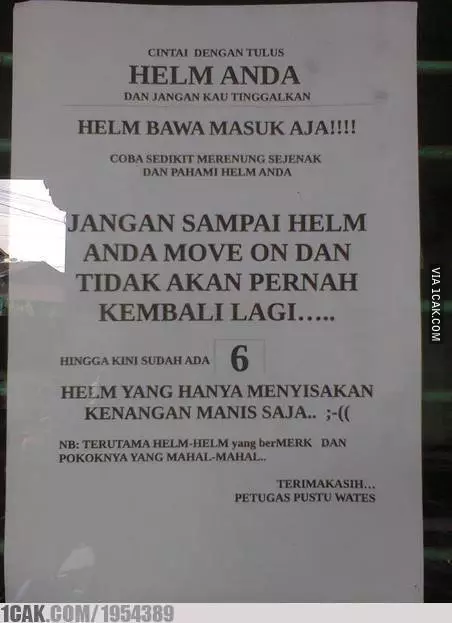 peringatan kocak helm dibawa masuk Berbagai sumber peringatan kocak helm dibawa masuk Berbagai sumber