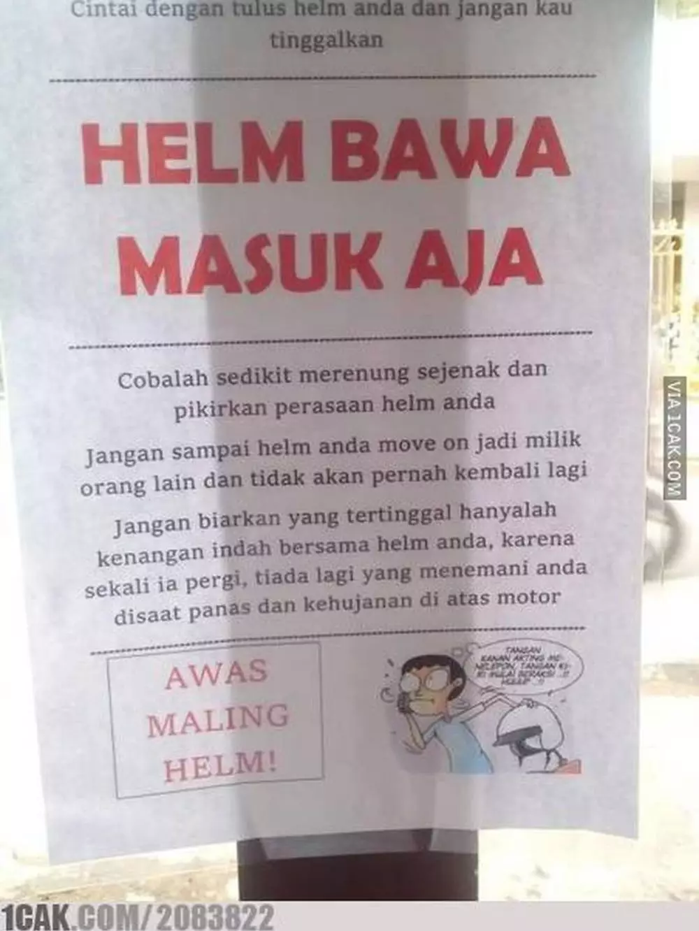 peringatan kocak helm dibawa masuk Berbagai sumber peringatan kocak helm dibawa masuk Berbagai sumber