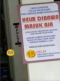 peringatan kocak helm dibawa masuk Berbagai sumber peringatan kocak helm dibawa masuk Berbagai sumber