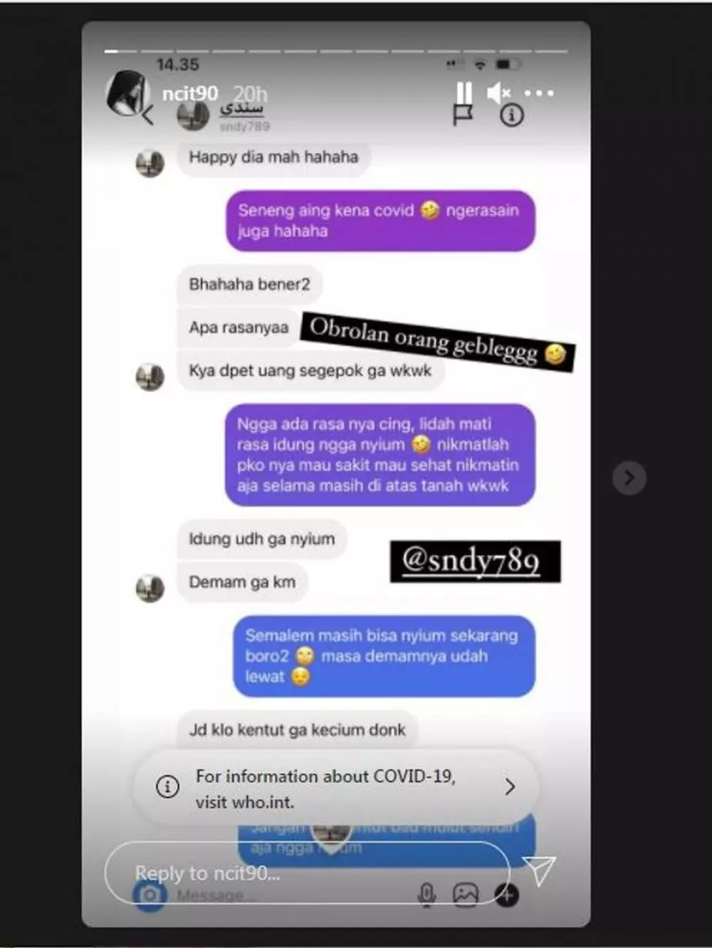 Citra Anidya positif Covid-19 © Instagram