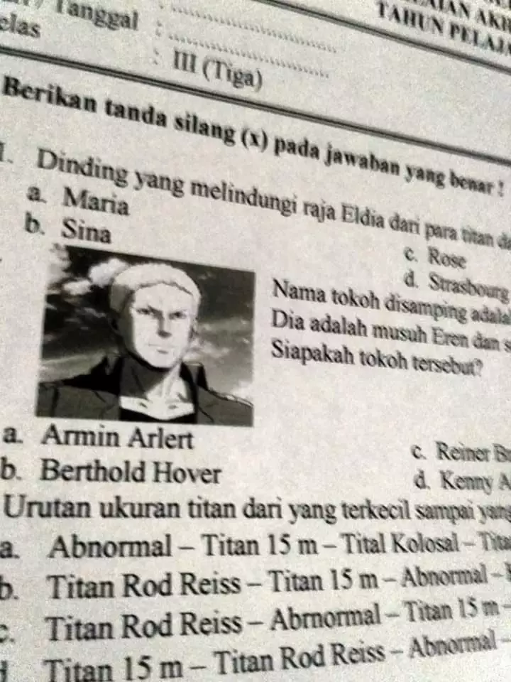 Soal ujian anime © berbagai sumber