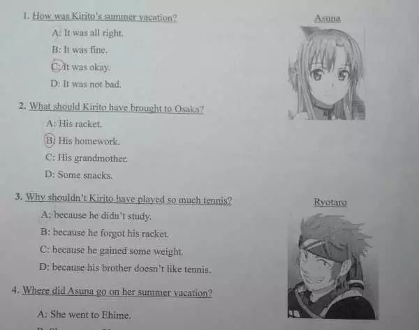 Soal ujian anime © berbagai sumber
