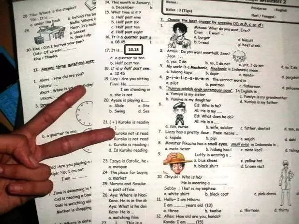 Soal ujian anime © berbagai sumber