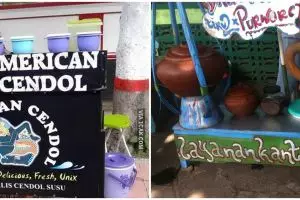 10 Cara lucu promosi es cendol dan dawet, bikin pembeli auto senyum