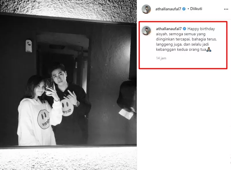 Athalla Naufal tulis ucapan ultah ke Aisyah © Instagram