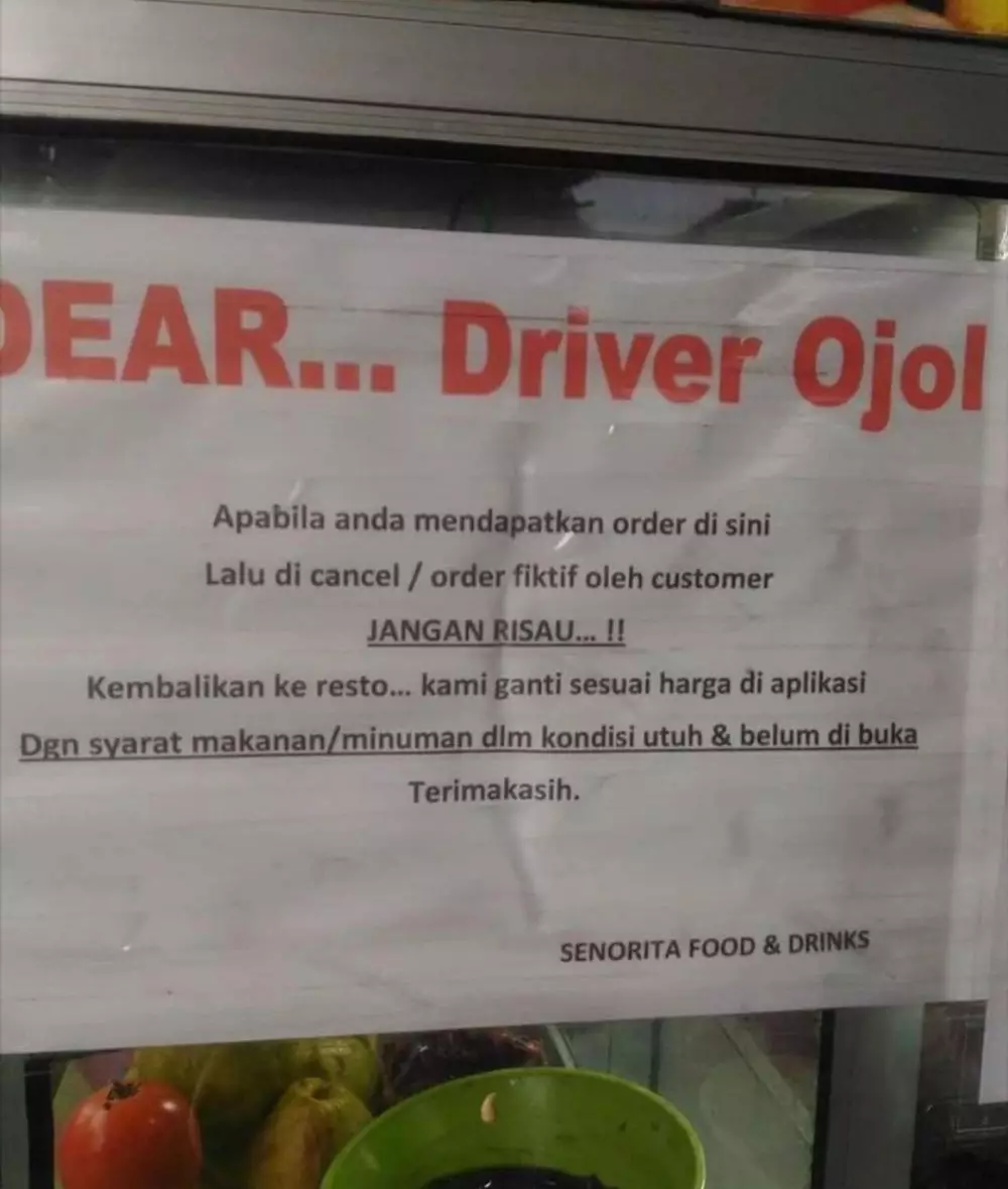 Pengumuman kurir dan ojol © Twitter