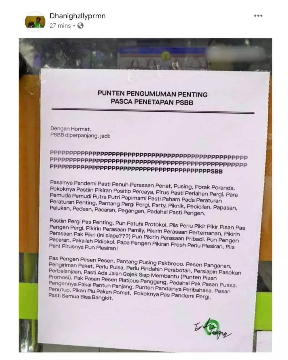 Pengumuman kurir dan ojol © Twitter