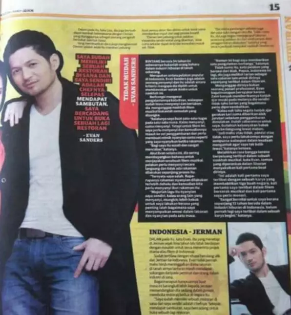 Evan Sanders di majalah © 2021 brilio.net