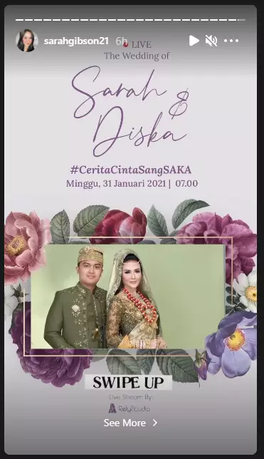 Momen haru pernikahan Sarah Gibson dan Diska Resha Putra YouTube dan Instagram