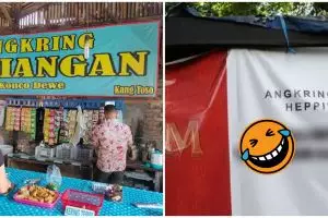 12 Nama angkringan di spanduk ini lucunya bikin pembeli senyum