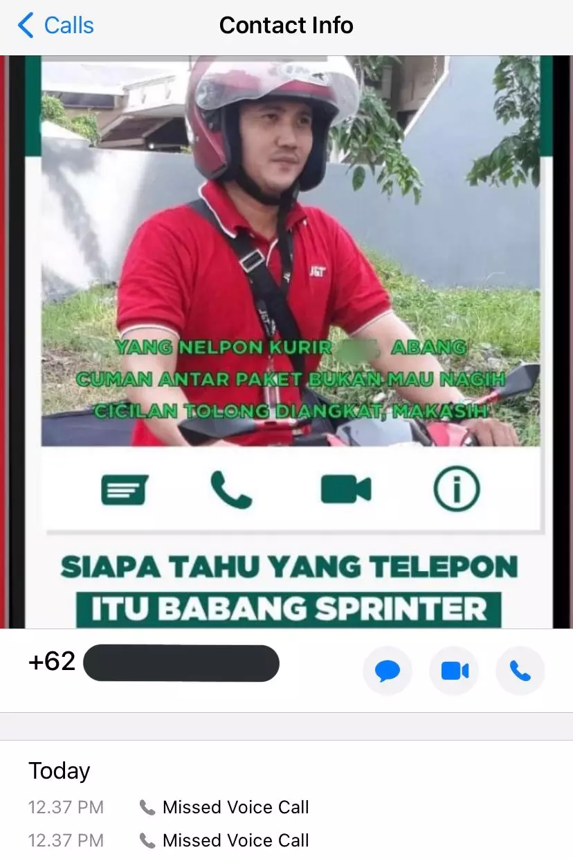 Foto profil kurir di WhatsApp © berbagai sumber