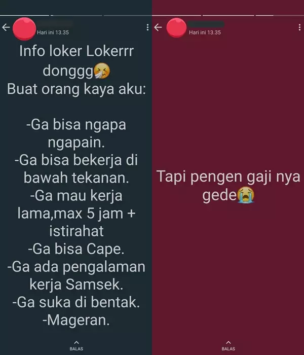 status WhatsApp cari kerja © Twitter status WhatsApp cari kerja © Twitter