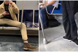 9 Pose absurd orang saat di kereta ini bikin geleng kepala