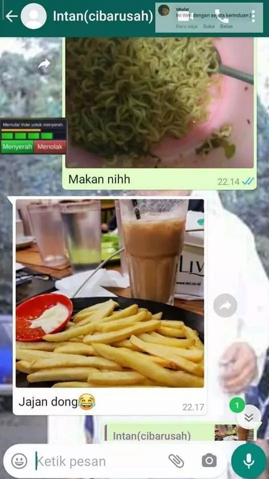 Chat cewek cowok bahas makan © berbagai sumber