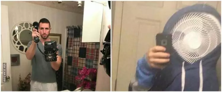 20 Potret orang mirror selfie ini bikin lihat dua kali