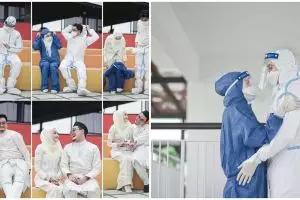 Temu jodoh di karantina, 8 potret petugas medis prewedding pakai APD
