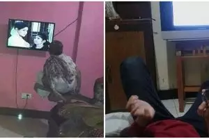 10 Pose bapak-bapak nonton TV ini jadi pengen ikut santai